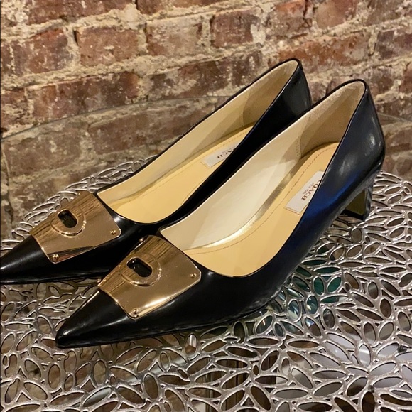 Coach Shoes - Coach Black and Gold Heels